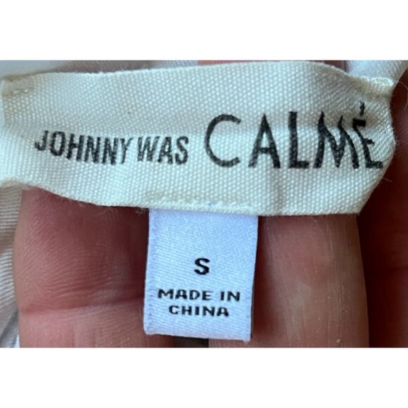 CALME Johnny Was White Long Sleeve Midi Dress  Women's Size Small - Picture 4 of 9